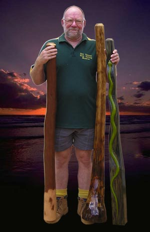 Robert Day (Yidaki Bob) and his didgeridoos