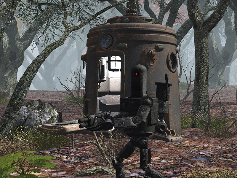 Haystack The Robot and his Space Capsule. - Steampunk Roboquads