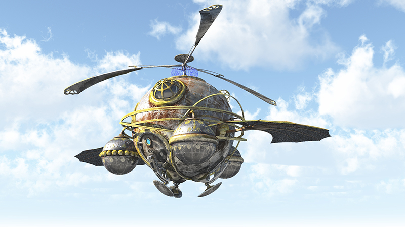 The Roboquad's steampunk helicopter!