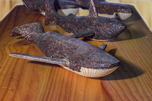 Carved Whales by Koori Artist Colin Isaacs